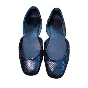 HOLLYWOULD Made In Italy Embossed Leather Flats Black Low Sides women’s 7 1/2